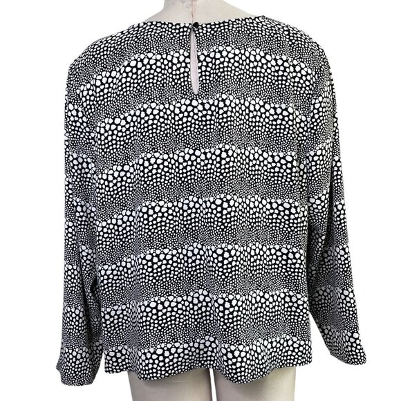 Talbots Black White Dot Blouse 2X | Tie Hem Pullover - Picture 2 of 9
